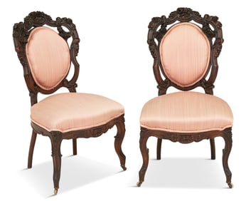 Pair of American Rococo Revival Side Chairs