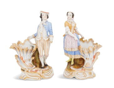 Pair of Franco-Bohemian Porcelain Spill Vases