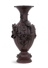 Japanese Patinated Bronze Meji Period Vase