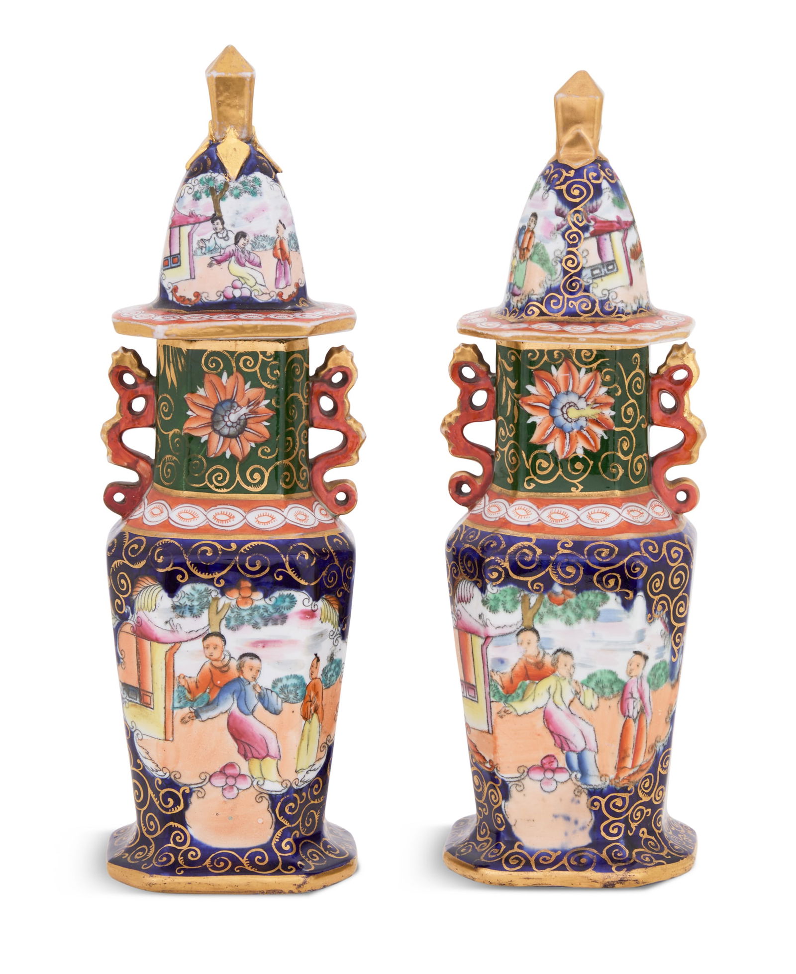 Pair of Covered Ironstone Vases (1 of 4)