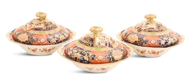 Three Mason's Ironstone Covered Vegetable Dishes