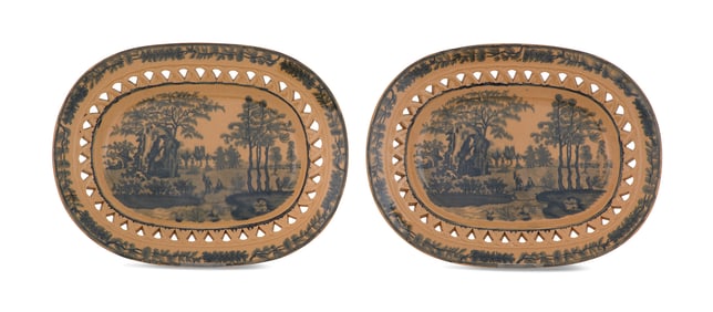 Pair of Davenport Reticulated Calcedony Platters