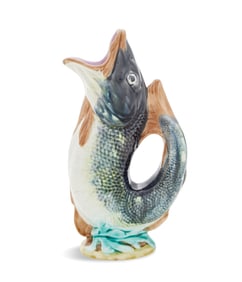 English Majolica Fish-Form Jug