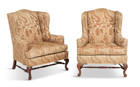 Pair of Queen Anne-Style Wing Chairs