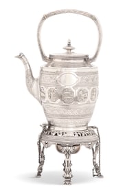 Silverplate Mughal-Style Kettle-on-Stand