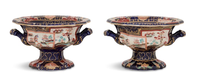 Pair of Mason's Ironstone Handled Compotes