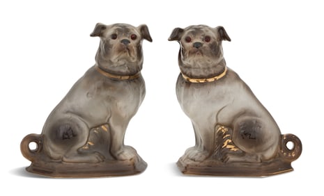 Pair of Staffordshire Pottery Pugs