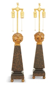Pair of Unusual Obelisk-Form Table Lamps