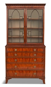 Regency-Style Mahogany Secretary Bookcase