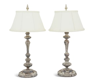 Pair of English Silverplate Lamps