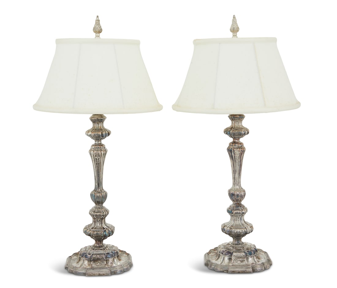 Pair of English Silverplate Lamps (1 of 2)