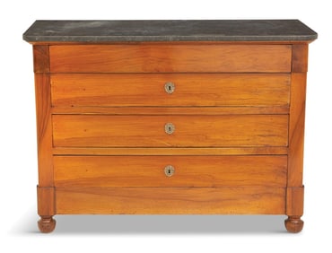 Louis-Philippe Walnut and Marble-Top Commode
