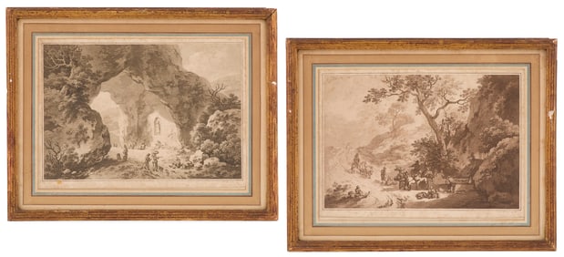 Two German Engravings of Bucolic Country Scenes