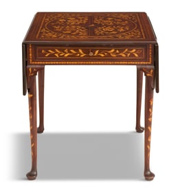 Marquetry-Inlaid Mahogany Dropleaf Table