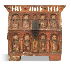 Carved and Painted Religious Casket