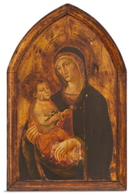 Sienese School "Madonna and Child" Panel