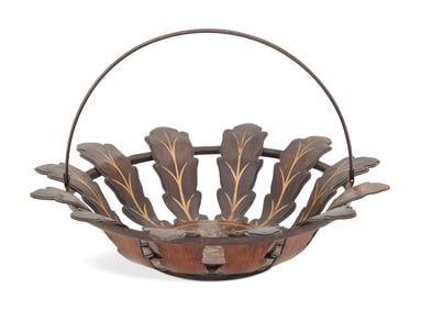 Rosewood, Brass and Bone-Inlaid Bread Basket