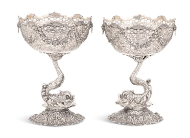 Pair of German Silver Compotes