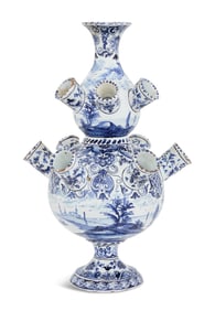 Delft Hand-Painted Globular Tulip Vase