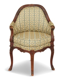 Continental Carved Walnut Corner Chair