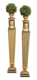 Pair of Parcel-Gilt and Paint-Decorated Torcheres