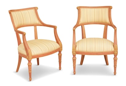 Pair of Neoclassical Polychrome Armchairs