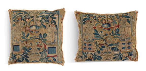 Pair of Custom Aubusson Tapestry Pillows