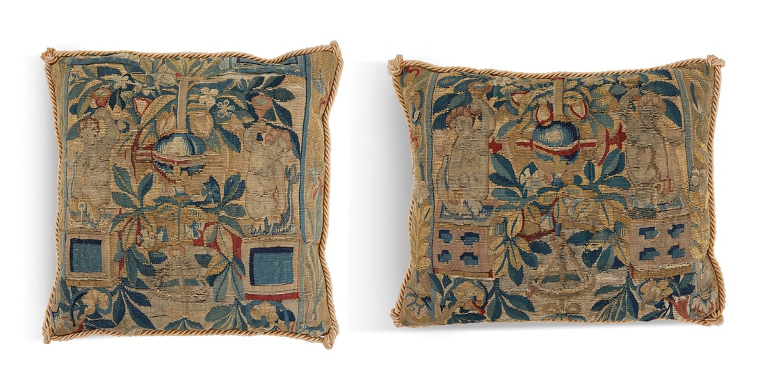 Pair of Custom Aubusson Tapestry Pillows (1 of 1)