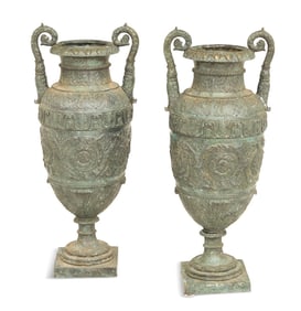 Pair of Bronze Urns in the Neoclassical Taste