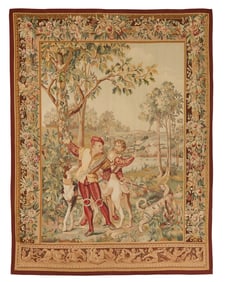 Aubusson Tapestry of Hunters with Their Dogs
