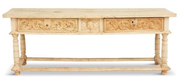 Spanish Bleached Oak and Fruitwood Console Table