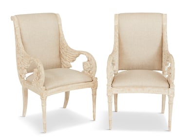 Pair of Empire-Style Creme-Peinte Fauteuils