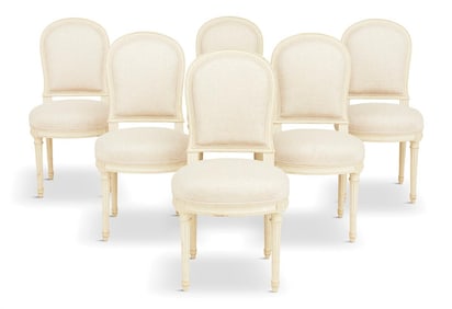 Six Louis XVI-Style Creme-Peinte Side Chairs
