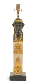 Empire-Style Bronze and Wood Figural Table Lamp