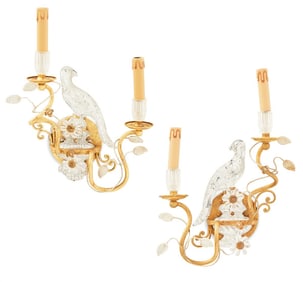 Pair of French Glass and Gilt-Metal Sconces