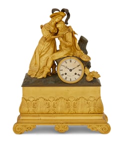 French Restauration Gilt-Bronze Mantel Clock