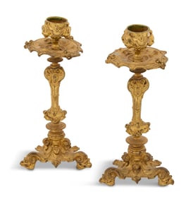 Napoleon III Gilt-Bronze Candlestick Holders