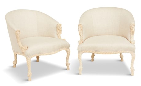 Pair of Creme-Peinte Tub Chairs