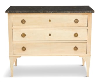 Bleached Mahogany and Faux Marbre Commode