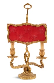 French Gilt-Bronze Candle Lamp
