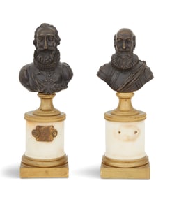 French Bronze and Marble Restauration Busts