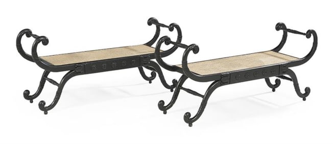 Pair of Regency-Style Polychrome Window Seats