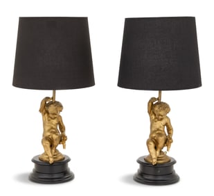 Pair of Gilt-Bronze Putti-Form Garnitures