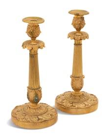 Pair of French Gilt-Bronze Candlesticks