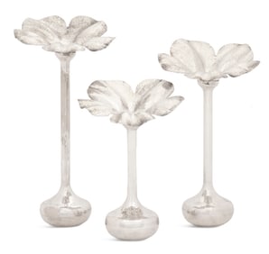 Three Silverplate Graduated Floriform Vases