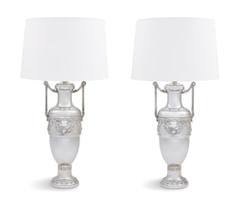 Pair of Chrome Plated Metal Lamps