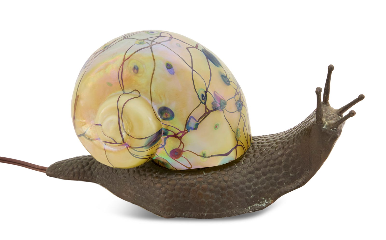 Bronze and Art Glass "Murrini" Snail Lamp (1 of 3)