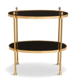 Bronze and Black Granite-Top Side Table