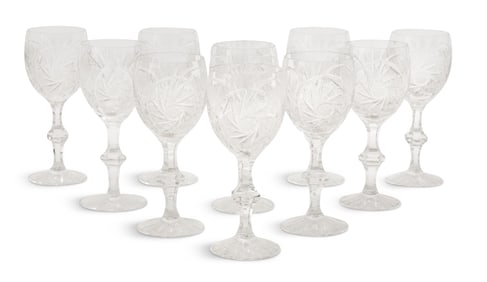 Ten Brilliant-Period-Style Cut Glass Goblets