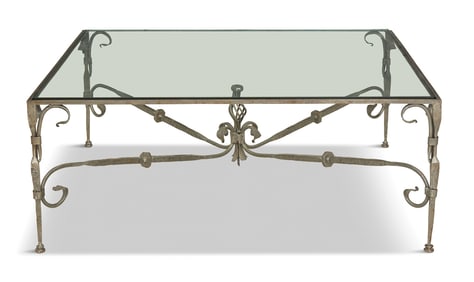 Contemporary Iron and Glass Coffee Table